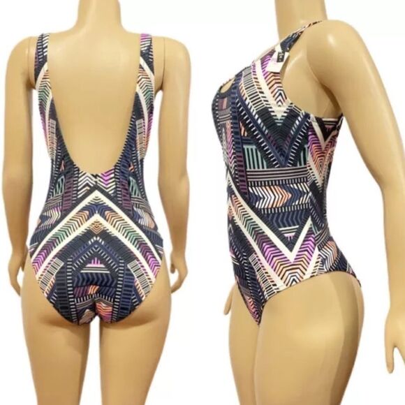 Victorias Secret Pink Swim One-piece Swimsuit Lined Black multicolor Large - Picture 6 of 9